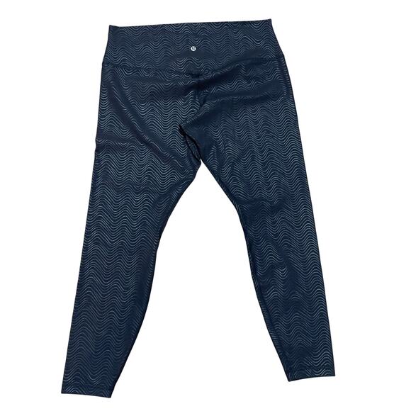 Lululemon Women's 18 Align High-Rise Pant Aqueous Emboss Black Workout Leggings - Picture 5 of 6